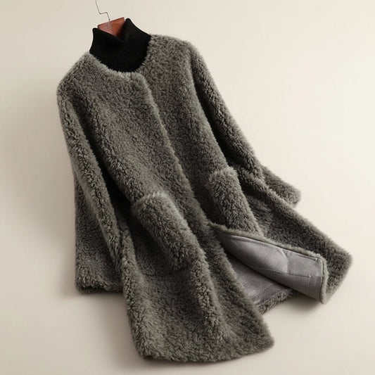 Women's Cozy Open-Front Teddy Winter Coat