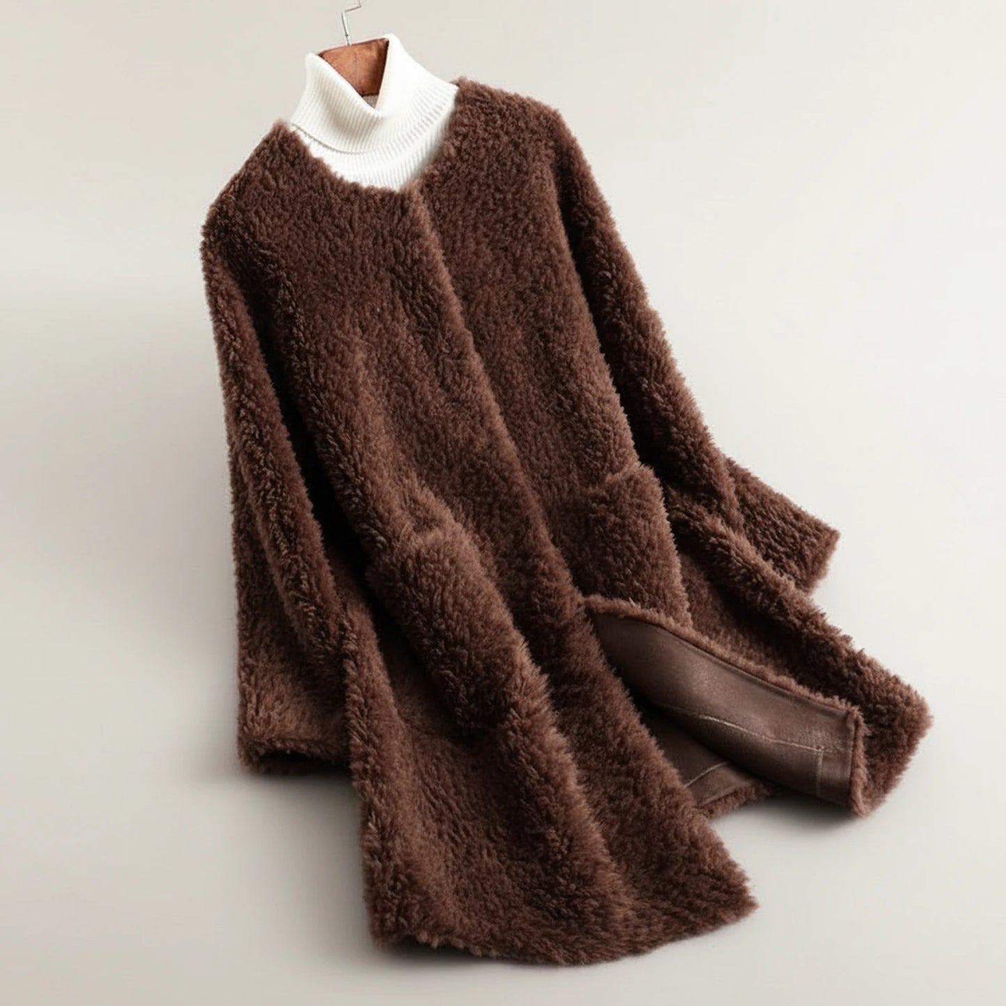 Women's Cozy Open-Front Teddy Winter Coat