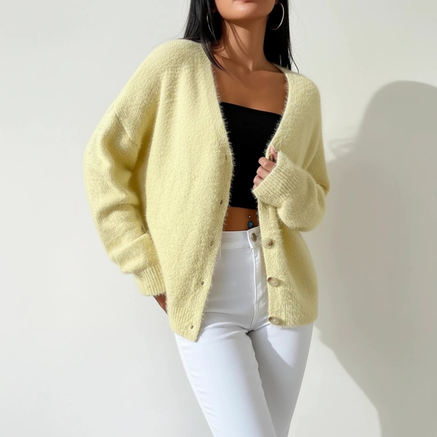 Women's Oversized Button Front Winter Cardigan
