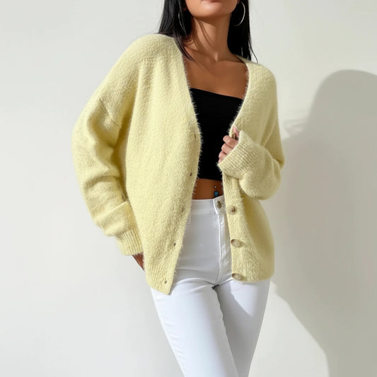 Women's Oversized Button Front Winter Cardigan