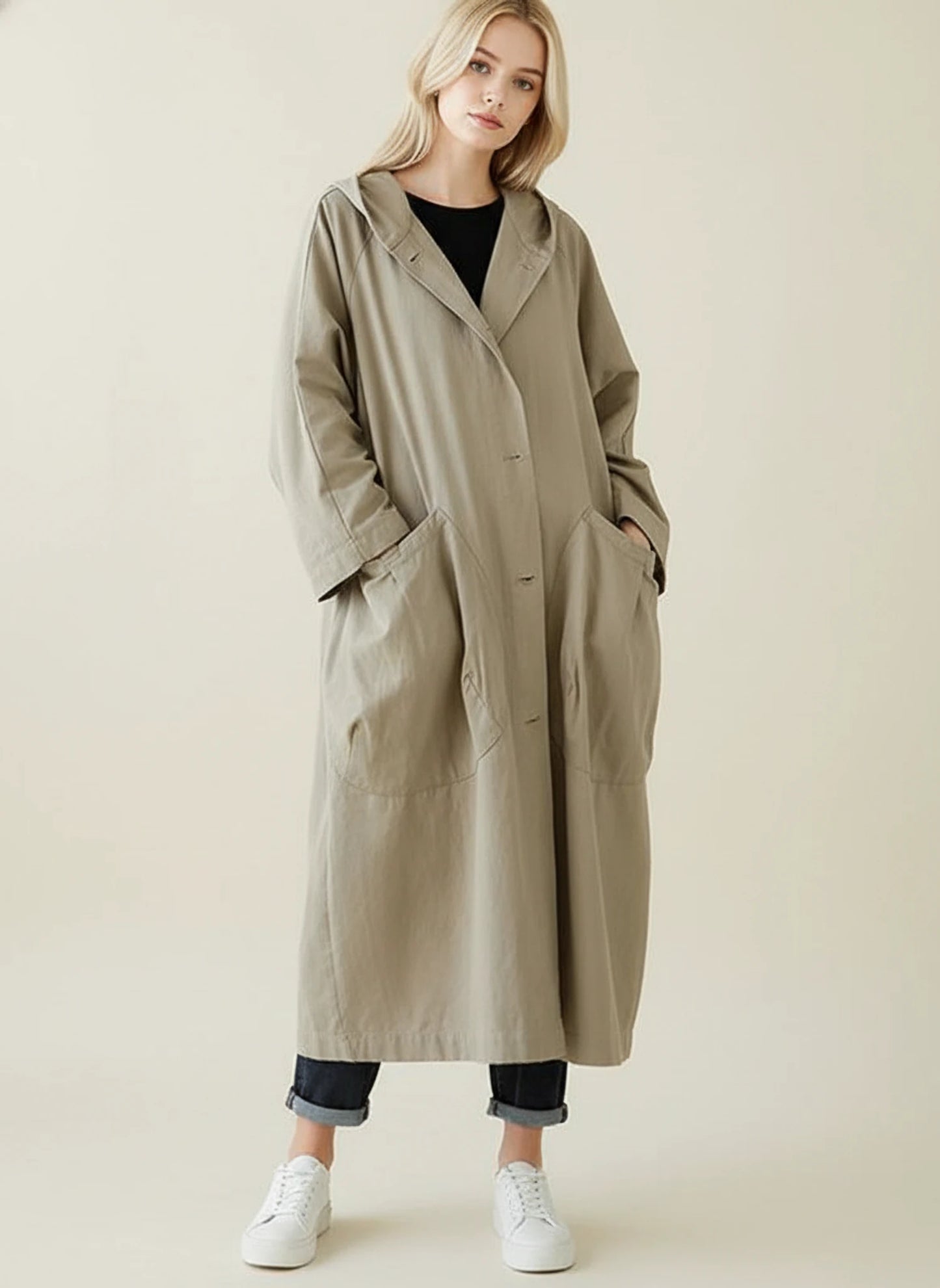 Women's Waterproof Hooded Trench Coat