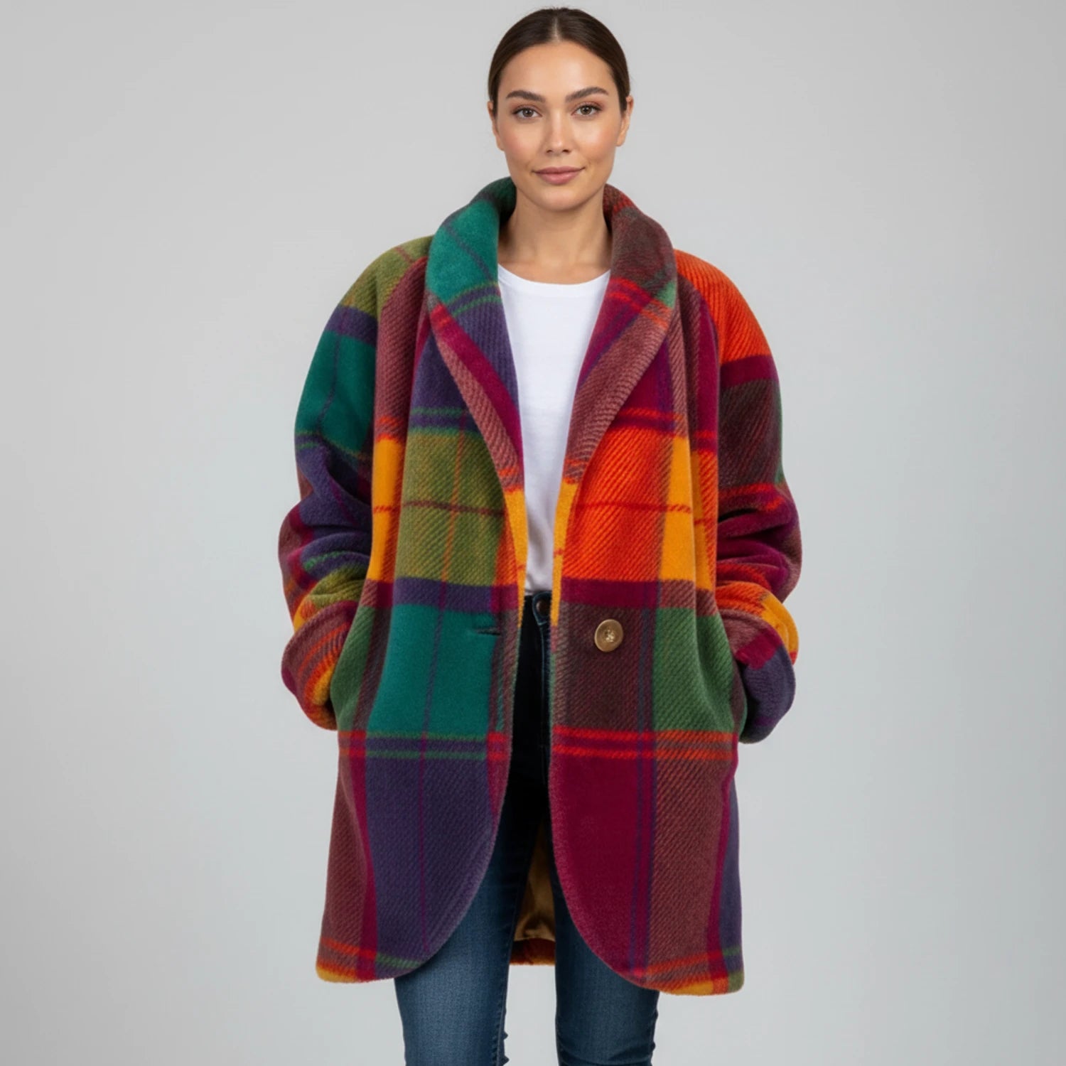Women's Oversized Plaid Jacket image