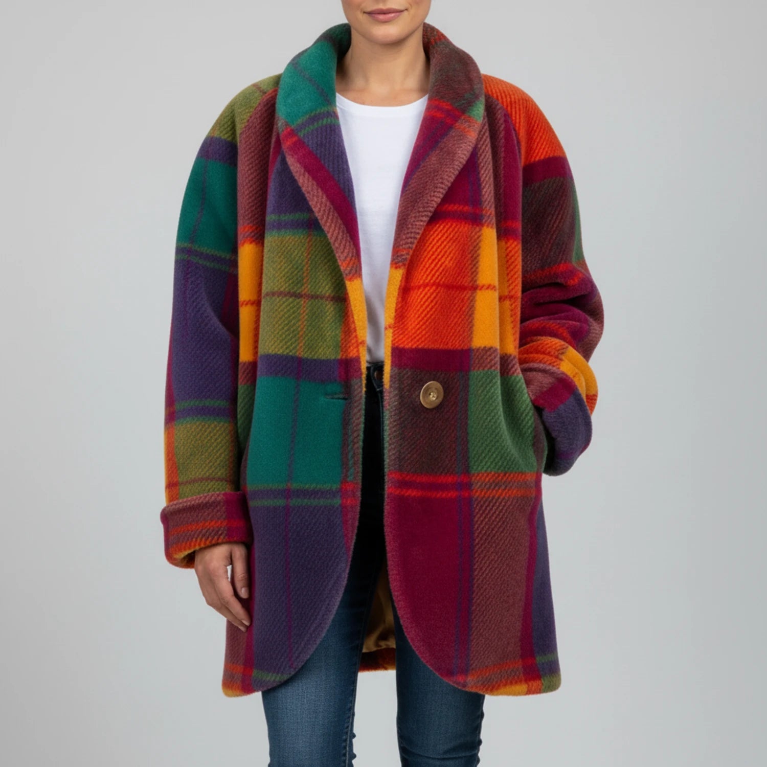 Women's Oversized Plaid Jacket image