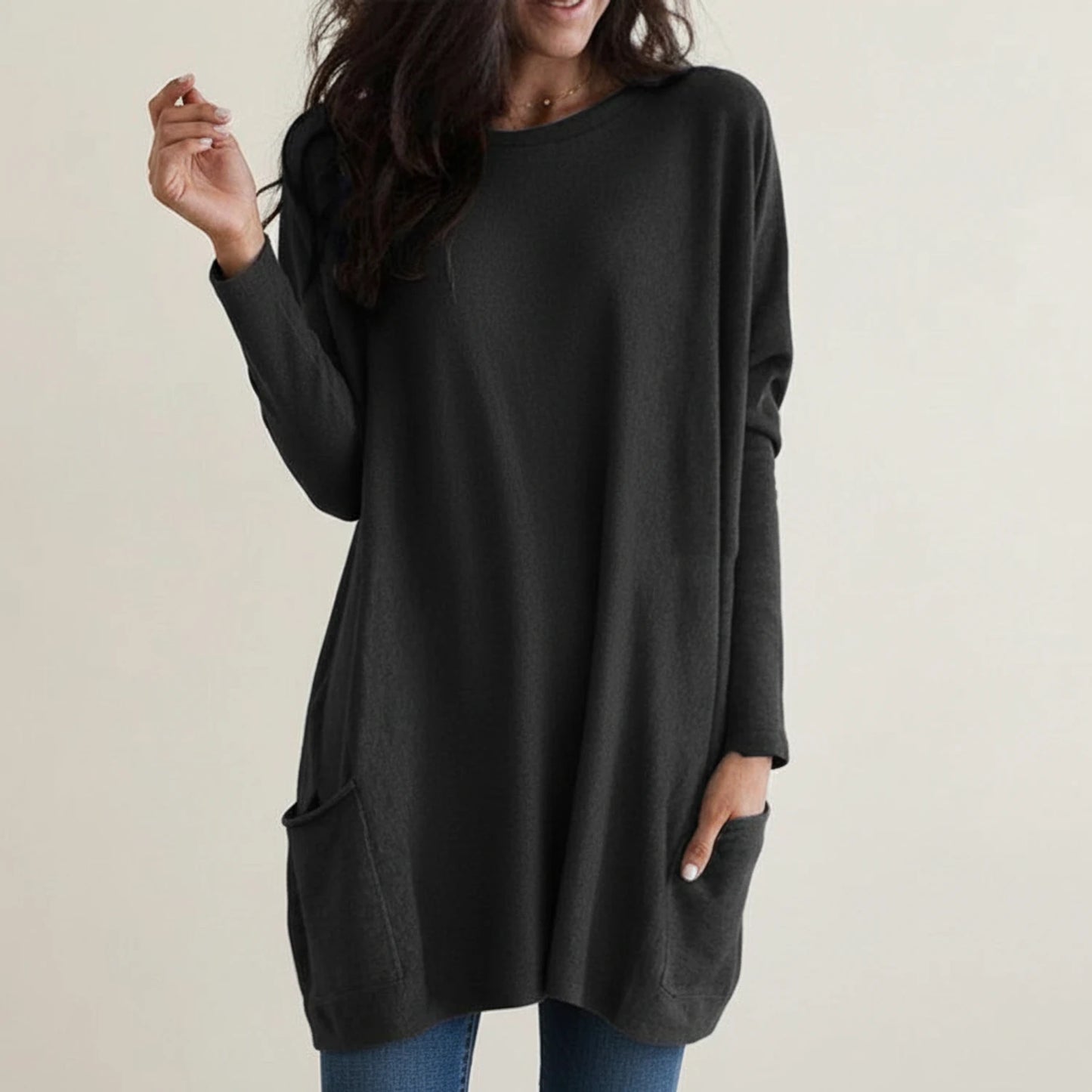 Women's Oversized Sweater Dress with Pockets