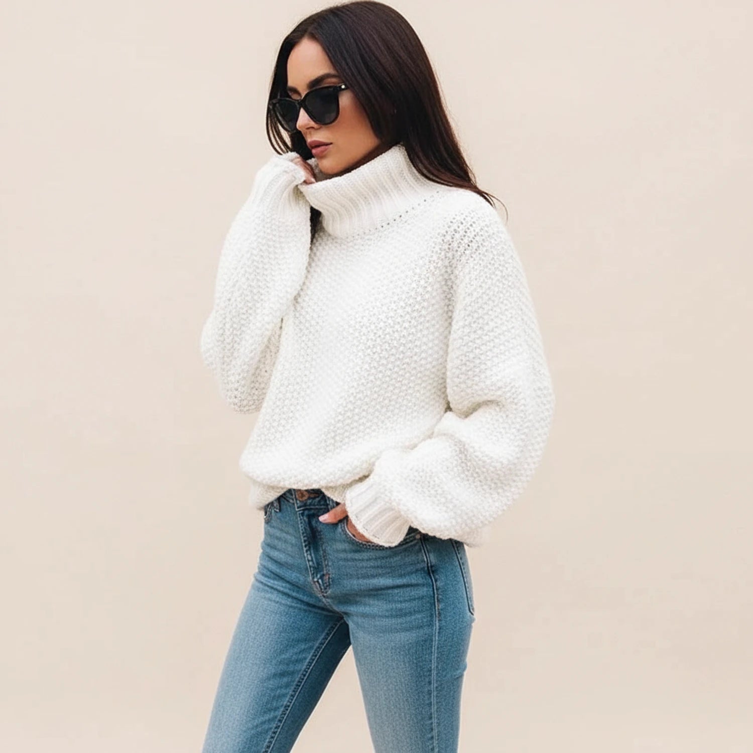 Women's Chunky Knit Turtleneck Sweater