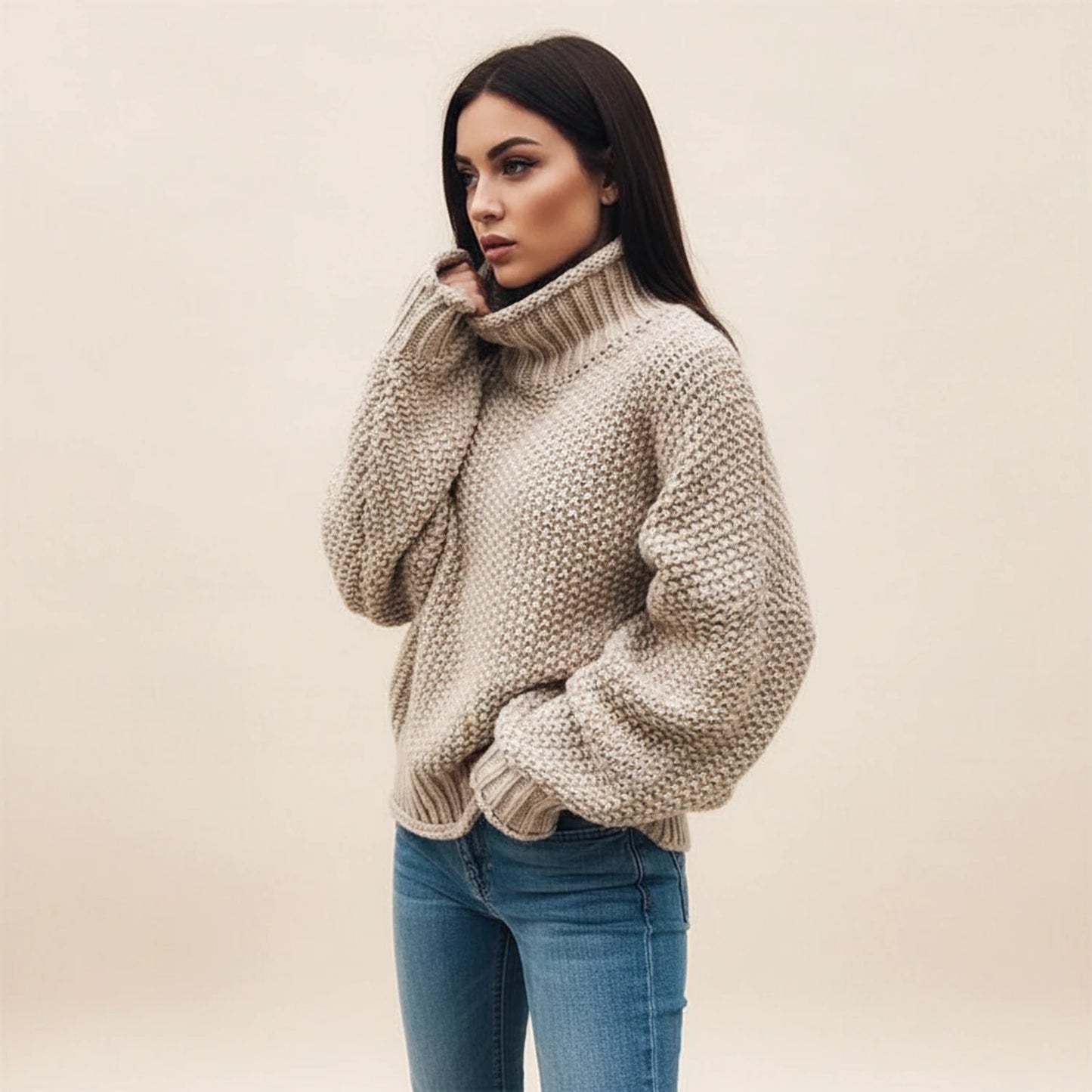 Women's Chunky Knit Turtleneck Sweater