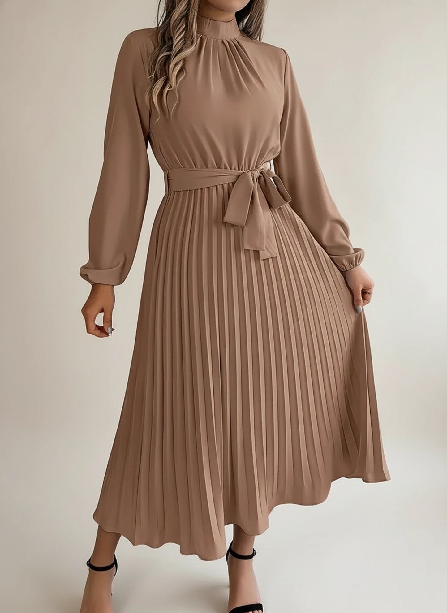 Women's Pleated A-Line Midi Dress