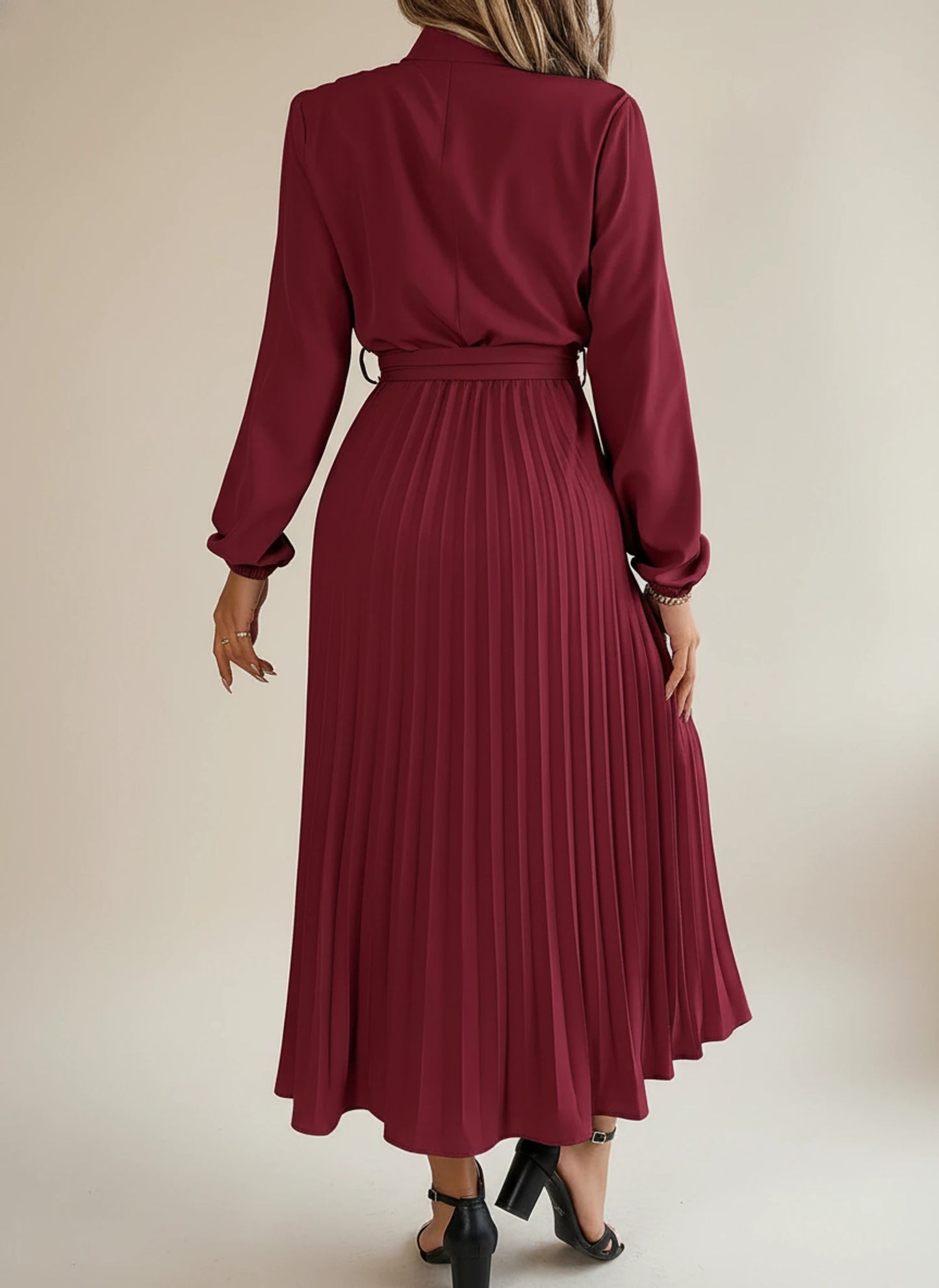 Women's Pleated A-Line Midi Dress
