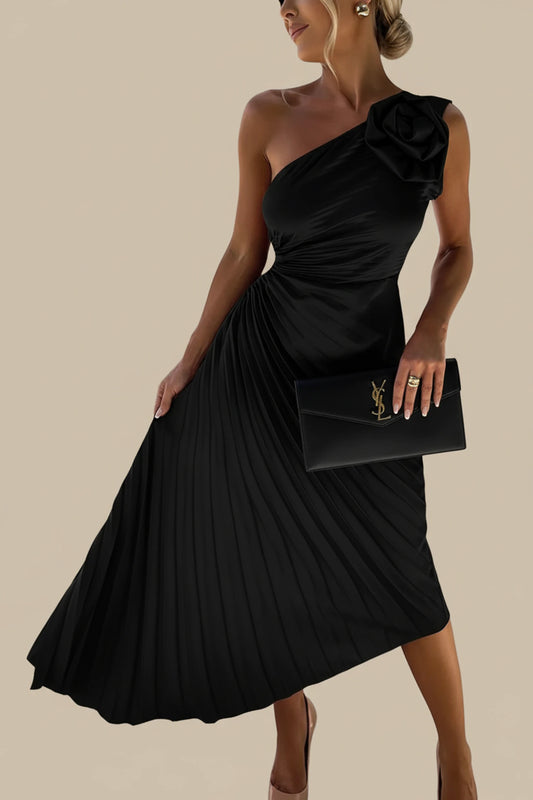 Women's Pleated A-Line Midi Dress