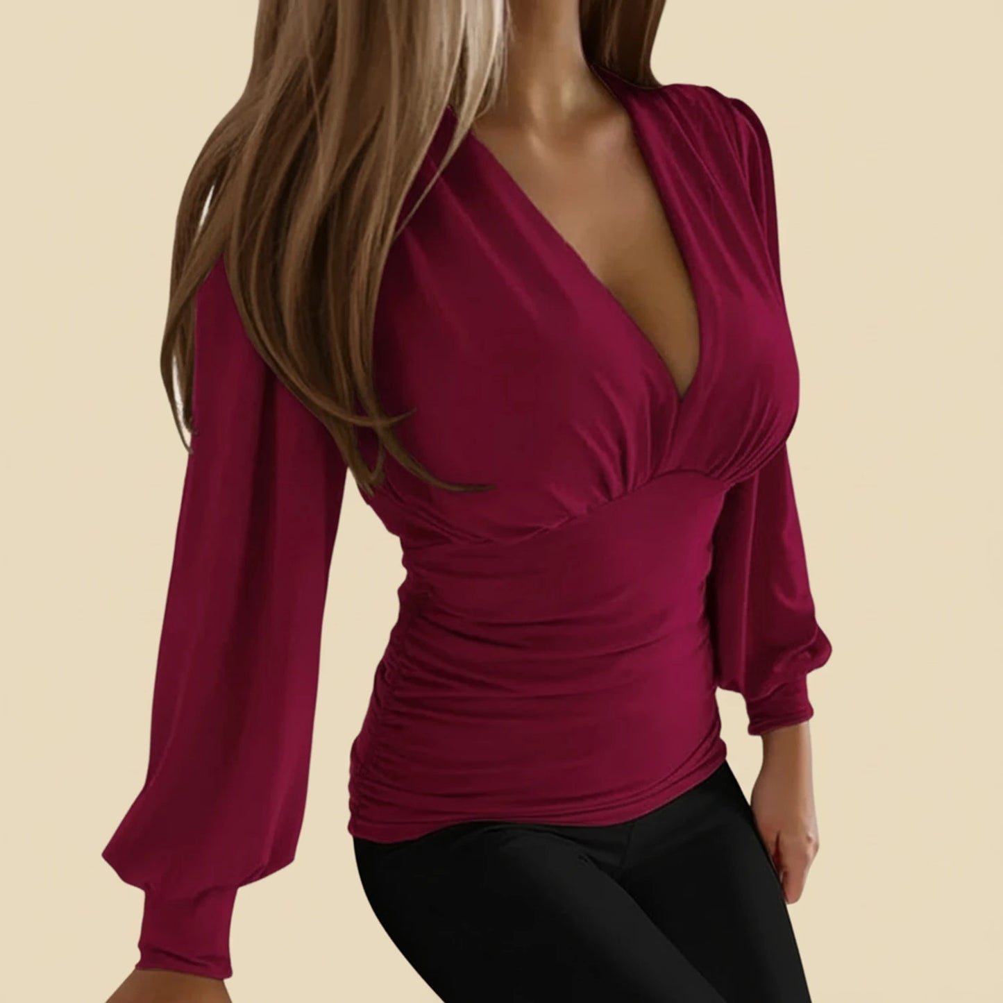Women's Ruched Long Sleeve Blouse