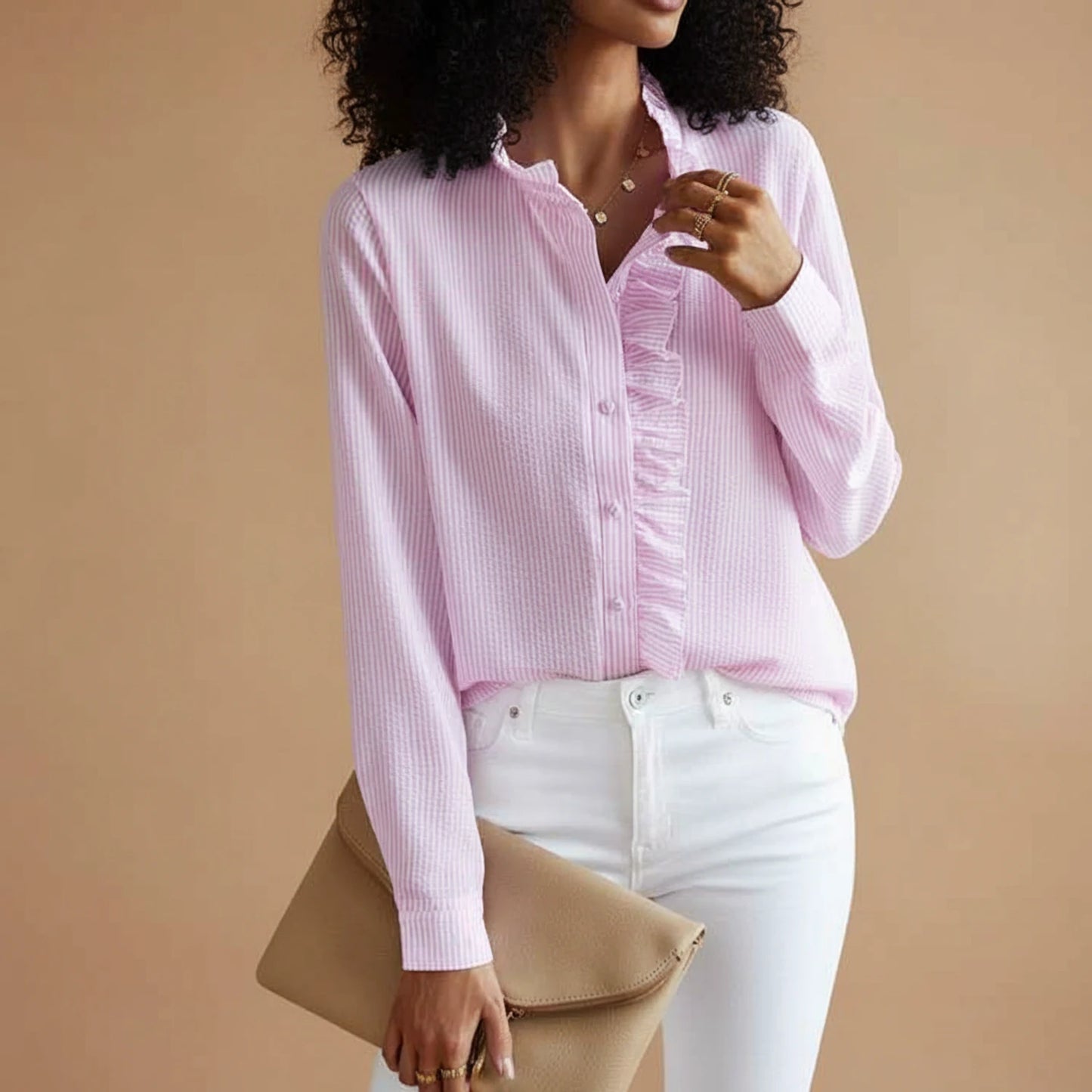 Women's Ruffle Long Sleeve Blouse