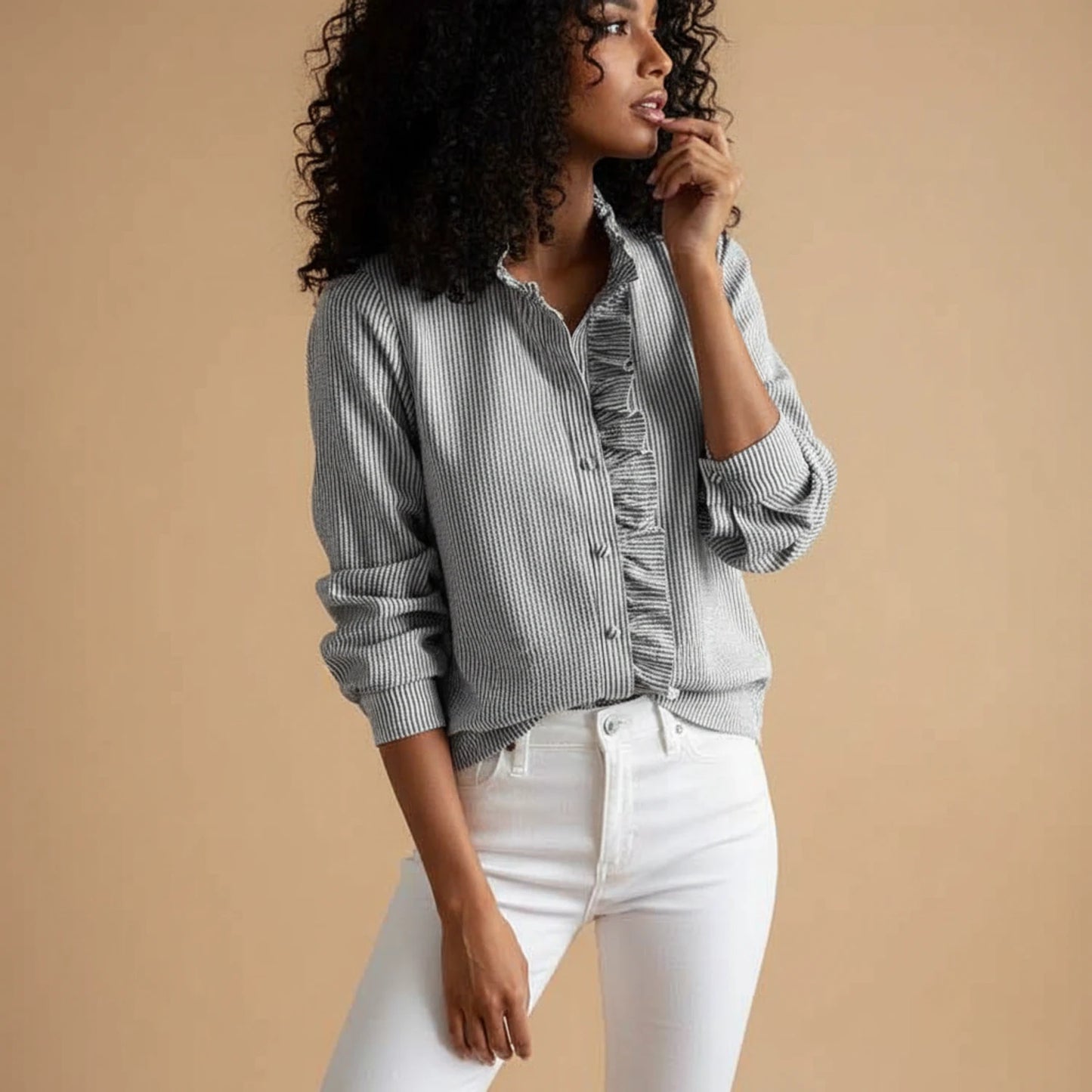 Women's Ruffle Long Sleeve Blouse