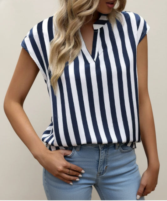 Women's Striped Sleeveless Blouse