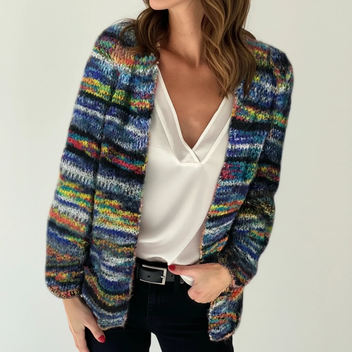 Women's Striped Knit Cardigan