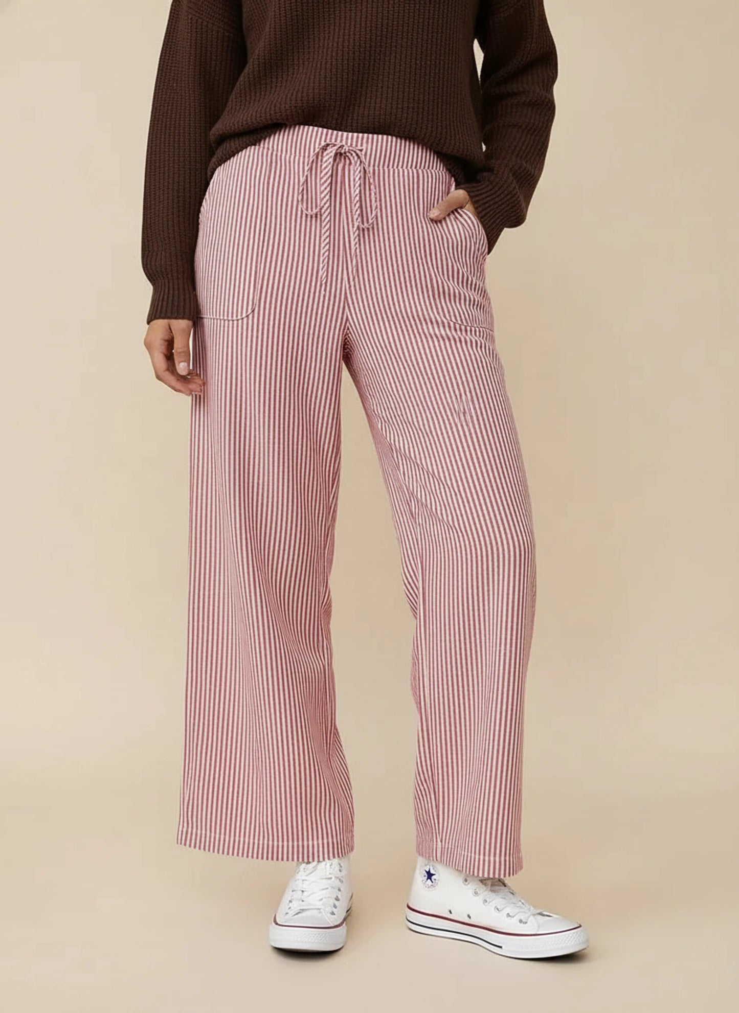 Women's Striped Wide Leg Pants