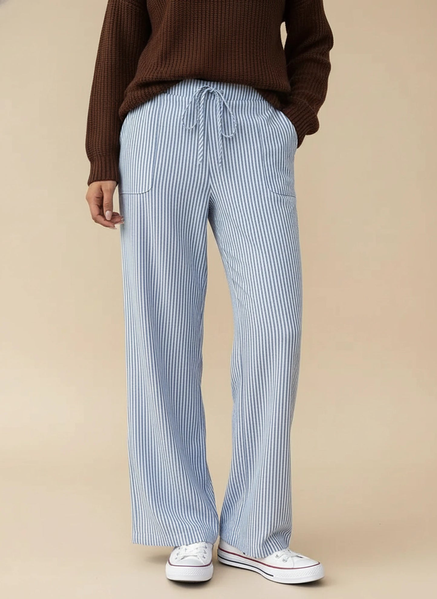 Women's Striped Wide Leg Pants