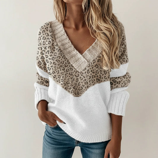 Women's Color Block V-Neck Sweater