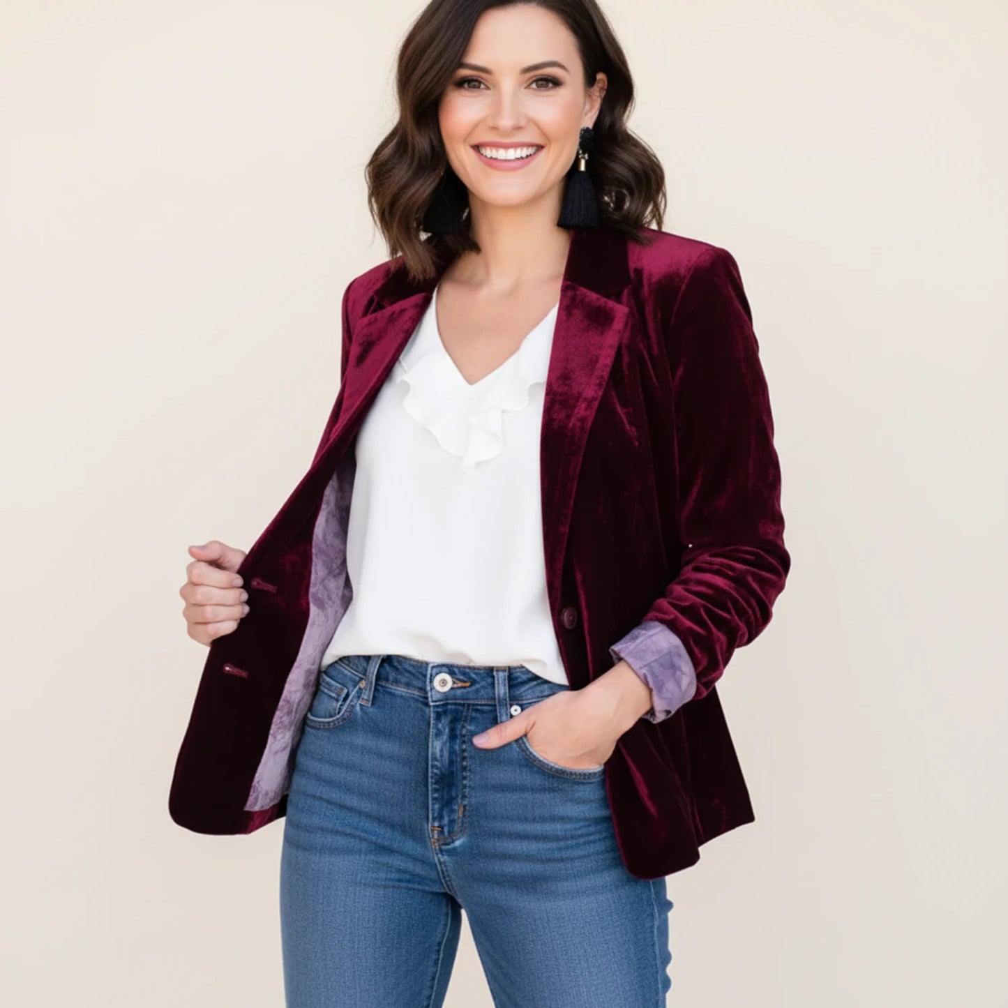 Women's Velvet Classic Blazer Jacket