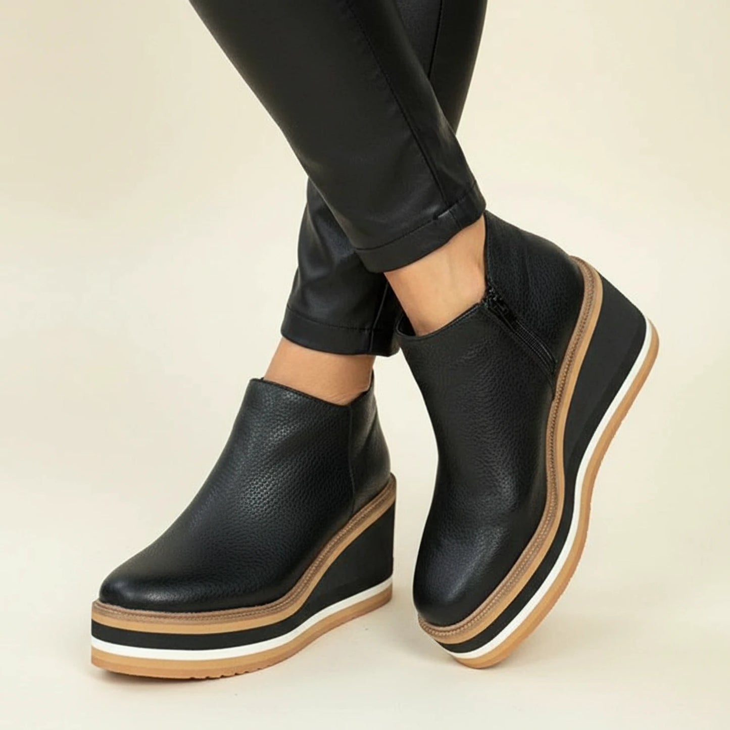 Women's Leather Wedge Boots