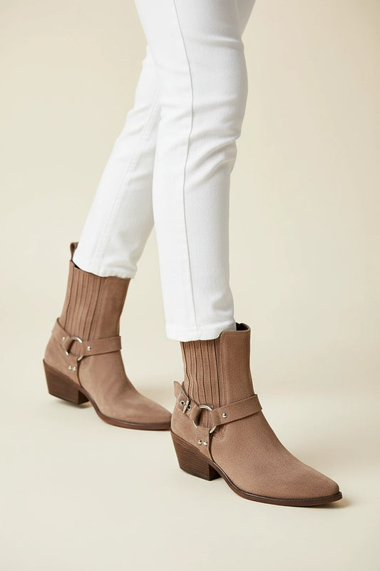 Women's Suede Style Western Ankle Boots