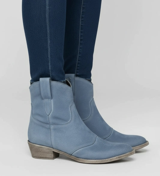 Women's Western Ankle Boots with Low Block Heel image