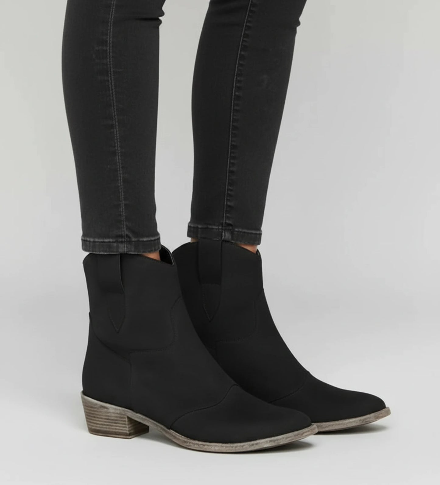 Women's Western Ankle Boots with Low Block Heel image