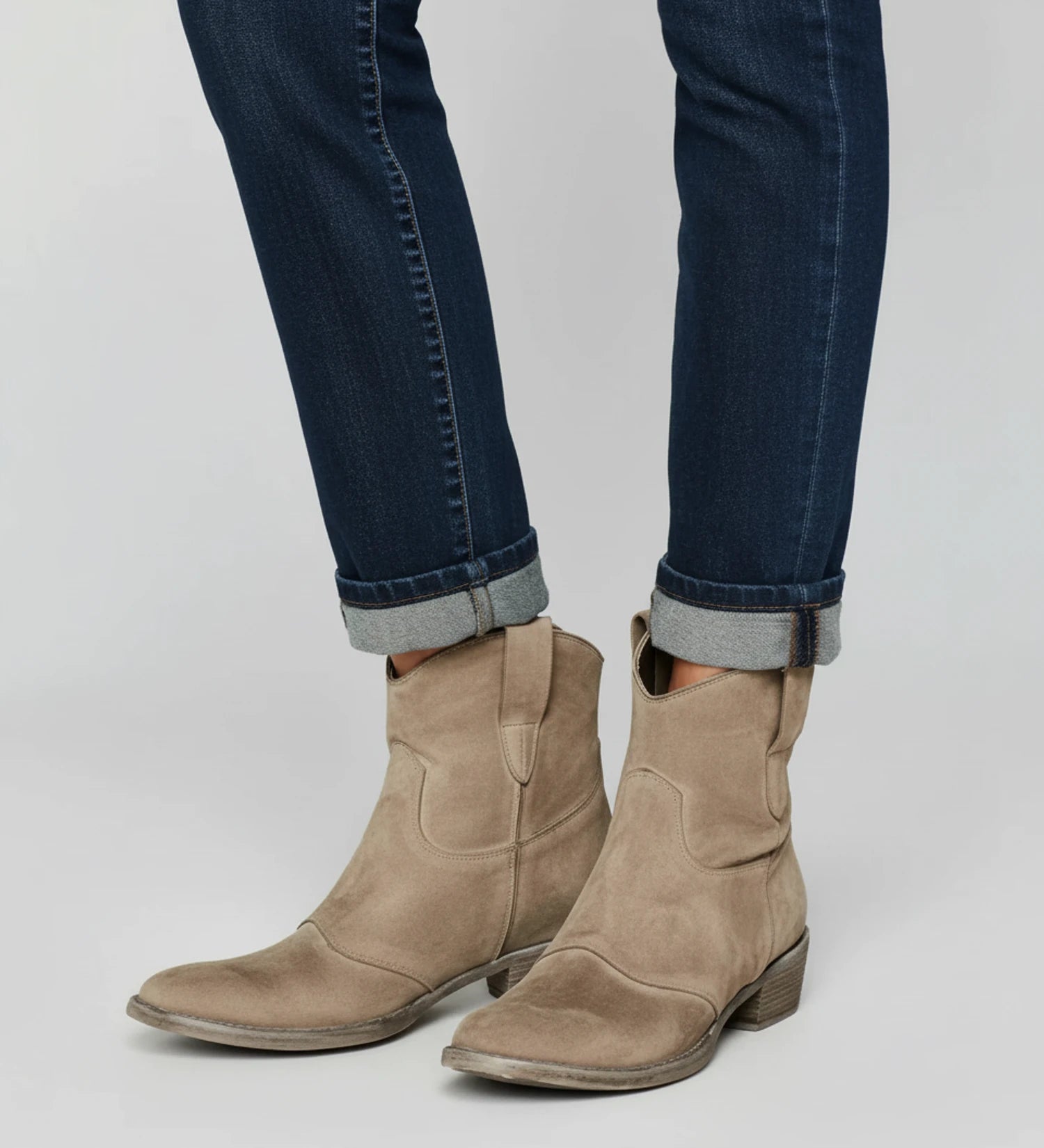 Women's Western Ankle Boots with Low Block Heel image