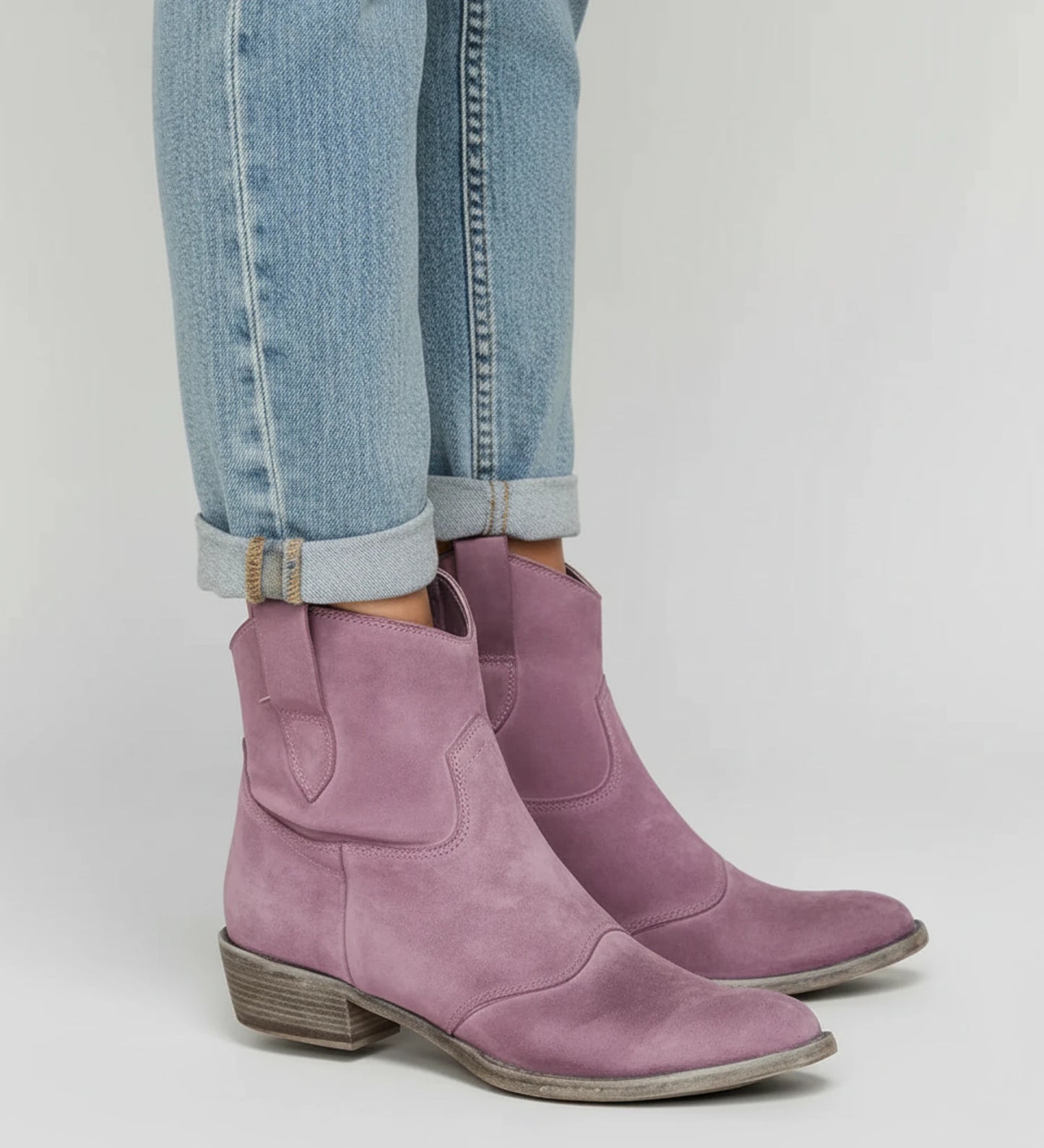 Women's Western Ankle Boots with Low Block Heel image