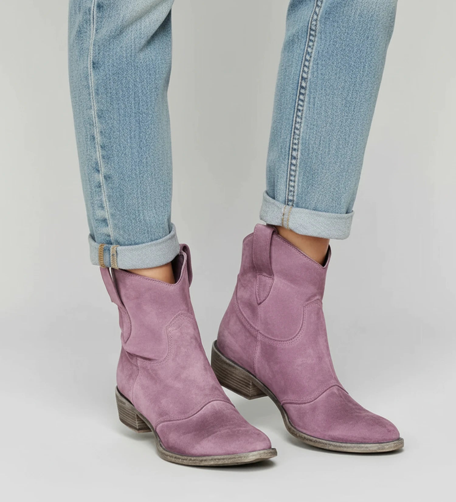 Women's Western Ankle Boots with Low Block Heel image