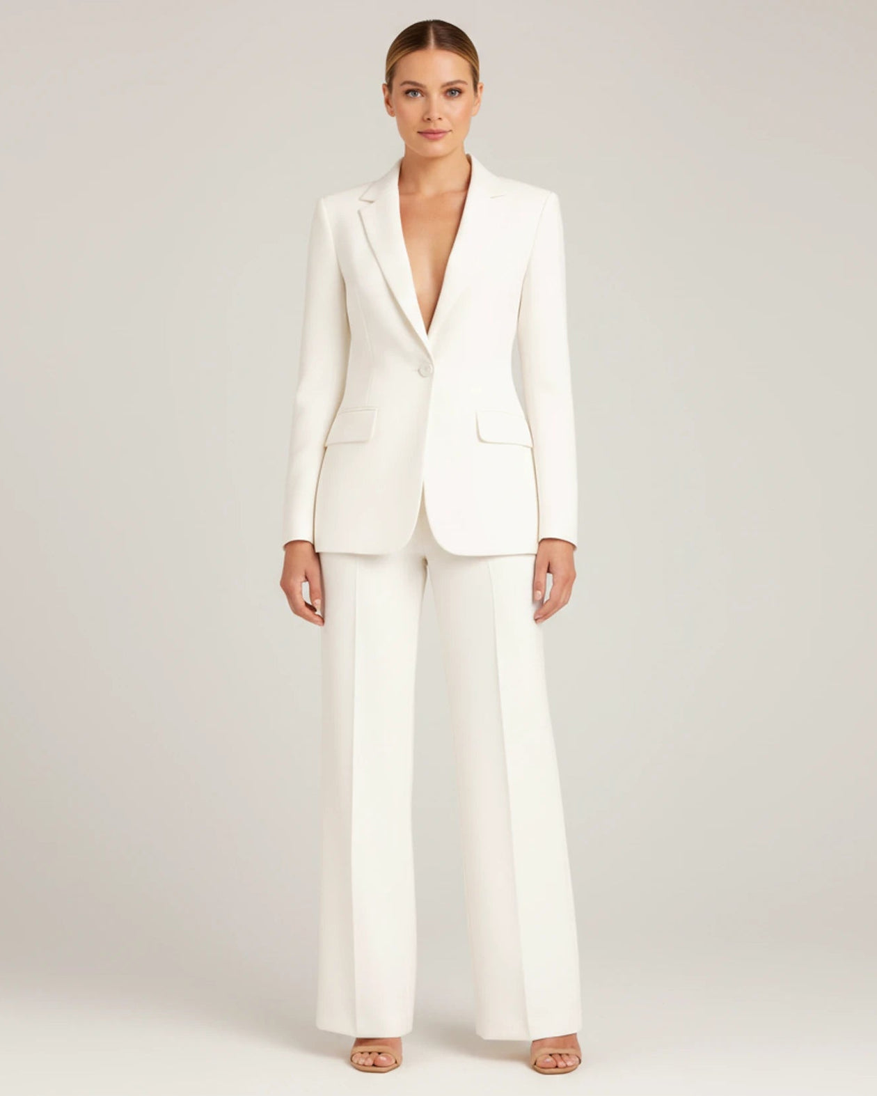 Modern Wide Leg Suit - Women's Two Piece Suit Outfit Long Sleeve Blazer Jacket with Wide Leg Pant Set for Work, Yellow / XL Modern Wide Leg Suit - Women's Two Piece Suit Outfit Long Sleeve Blazer Jacket with Wide Leg Pant Set for Work, Yellow / XL