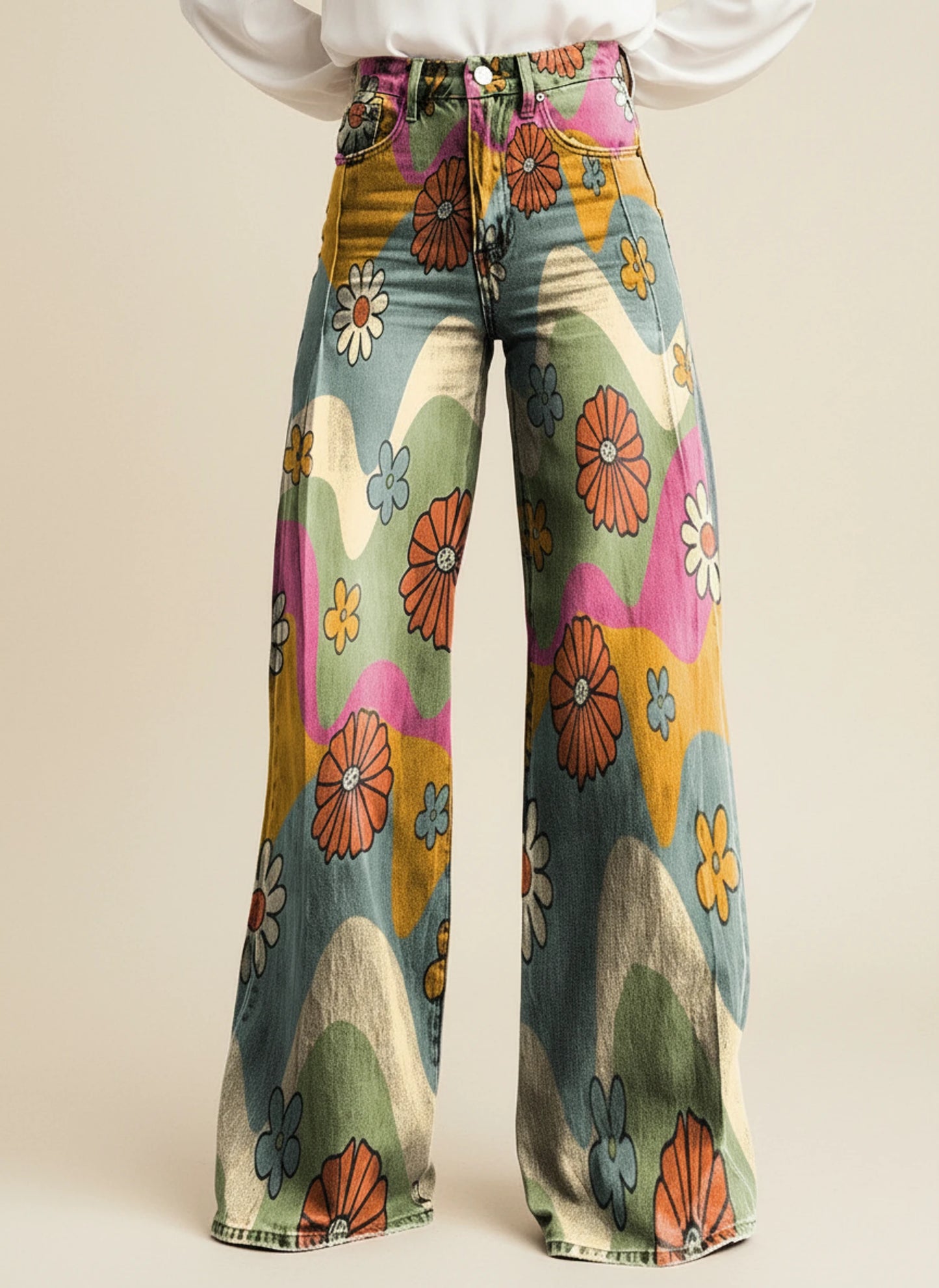 Women's Stylish Wide Leg High Waisted Pants