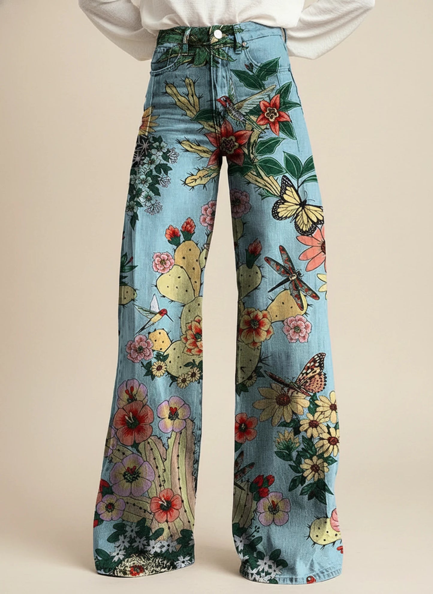 Women's Stylish Wide Leg High Waisted Pants