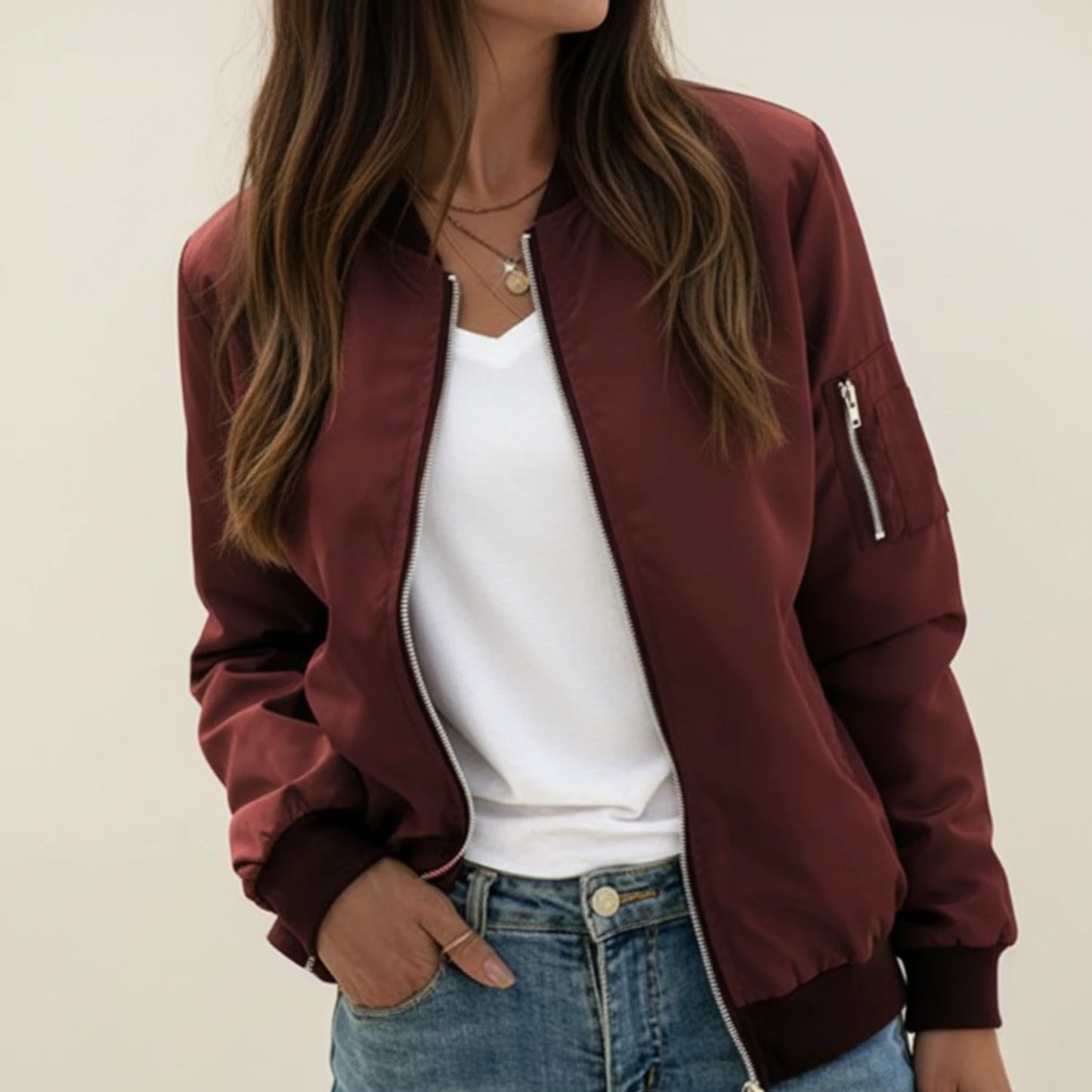 Women's Zip-Up Bomber Jacket