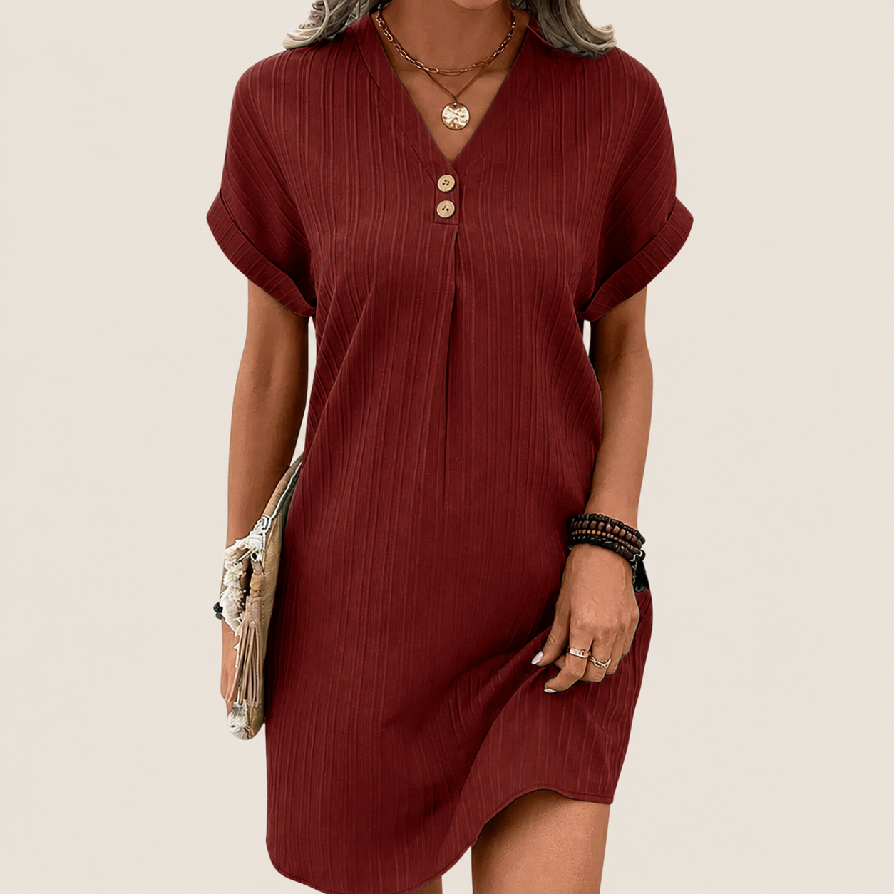 Women's Button Down Mini Dress - Image 1