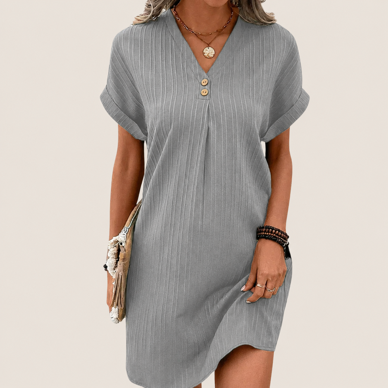 Women's Button Down Mini Dress - Image 2