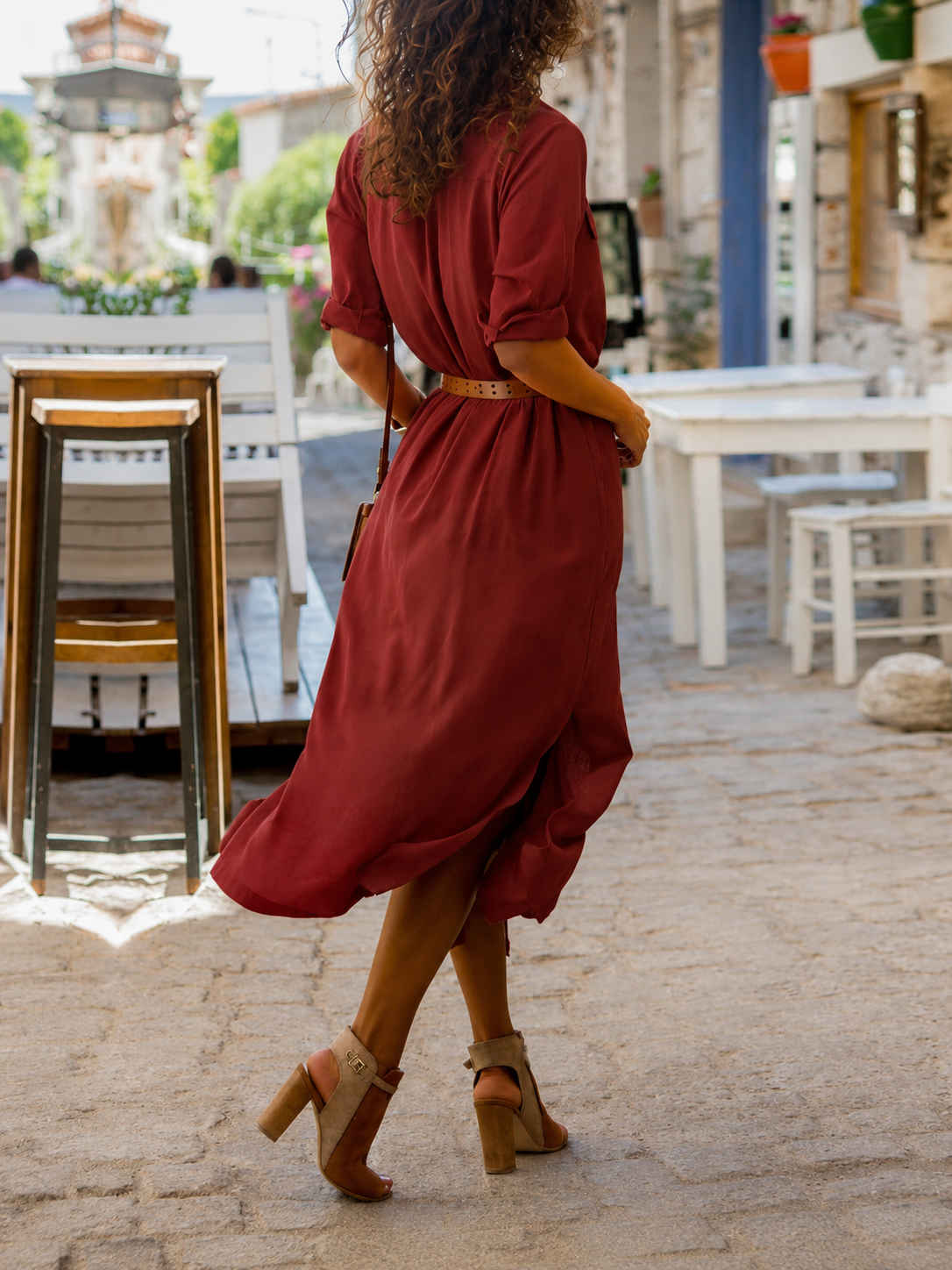 Women's Button Down Shirt Midi Dress - Image 1