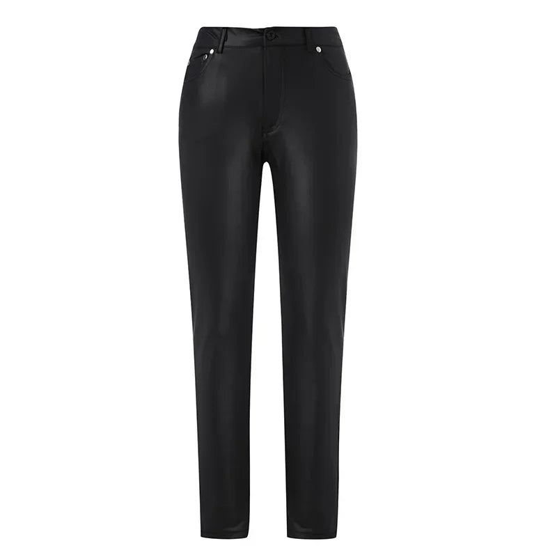 Women's High-Waisted Skinny Faux Leather Pants - Image 3