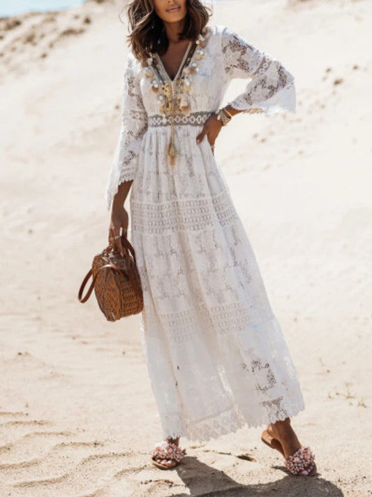Women's Lace A-Line Maxi Dress - Image 1