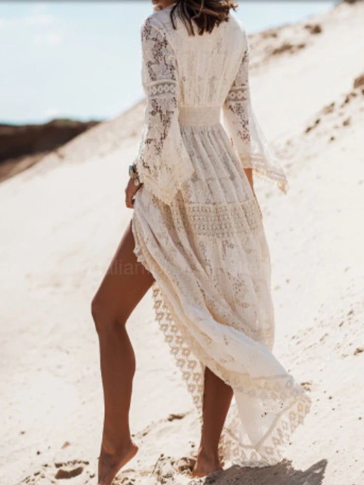 Women's Lace A-Line Maxi Dress - Image 6