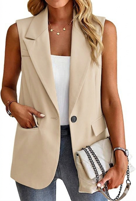 Women's Sleeveless Lapel Blazer Vest - Image 1