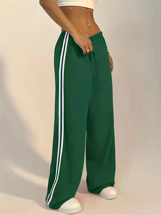 Women's Wide Leg Striped Track Pants - Image 2