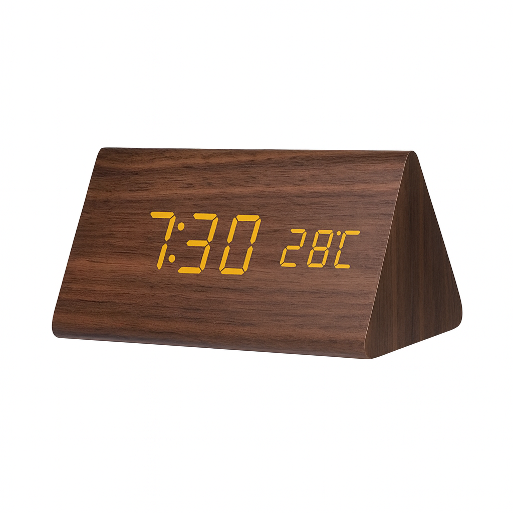 Wooden Design Alarm Clock with LED Display