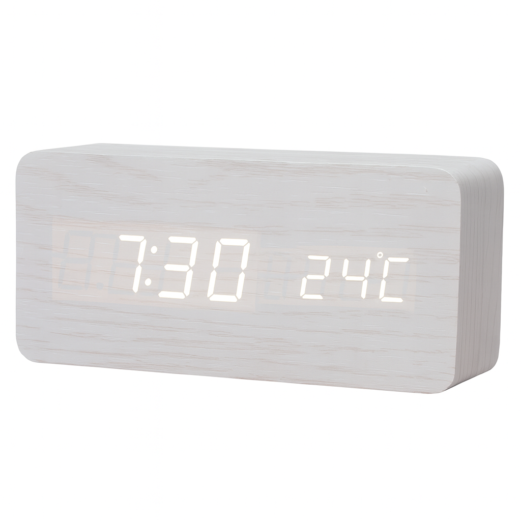 Wooden Design Alarm Clock with LED Display