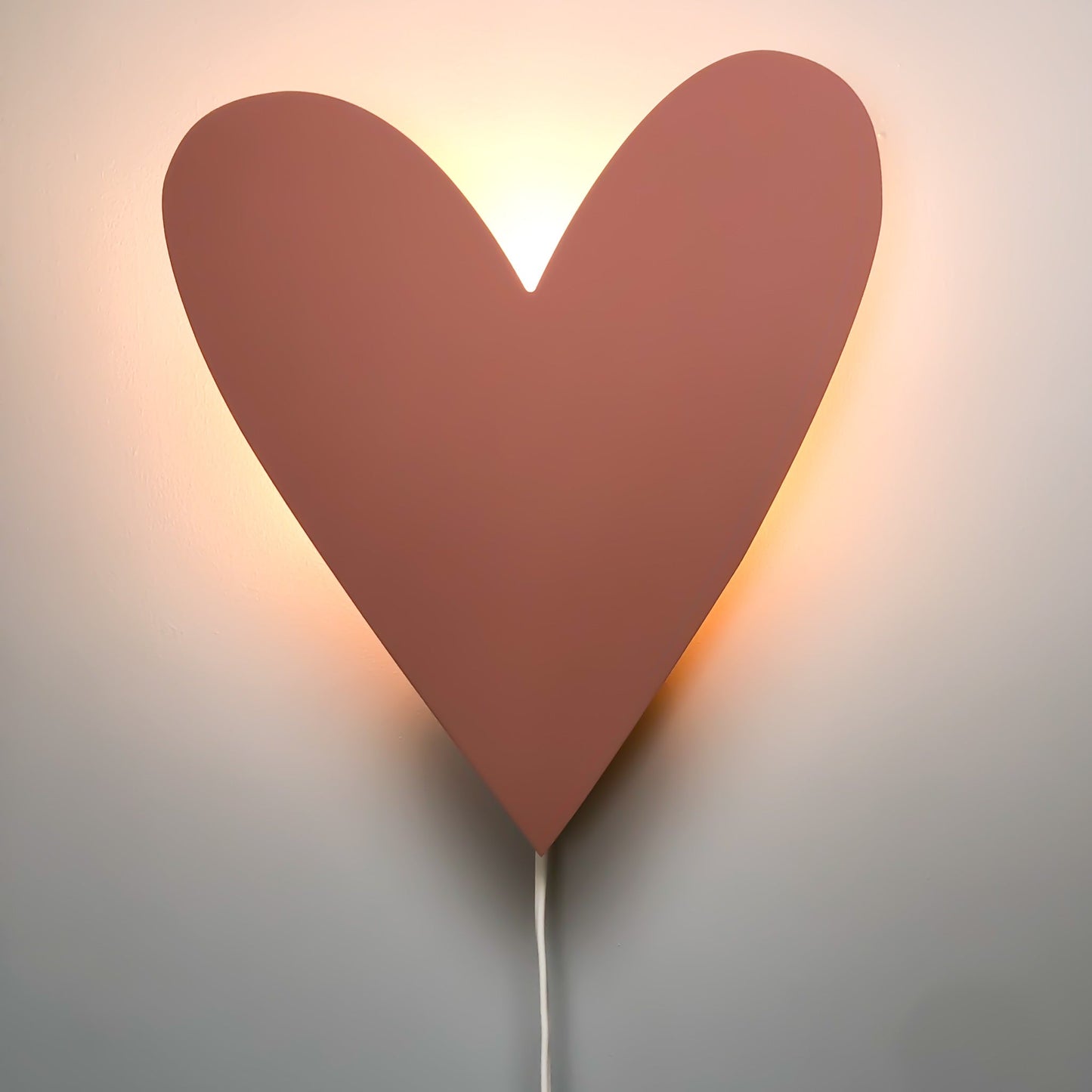 Wooden Wall Lamp for Children's Room | Heart-Shaped - Terra Pink