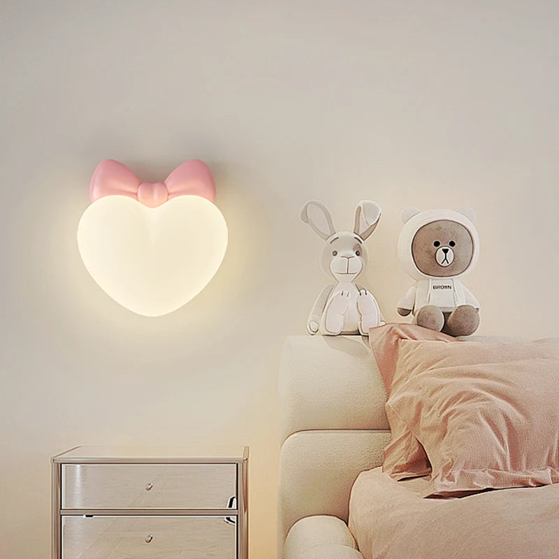 Wooden Wall Lamp for Children's Room | Heart-Shaped - Terra Pink - Image 2