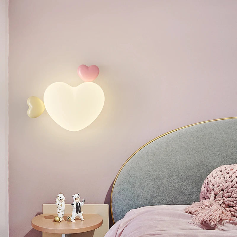 Wooden Wall Lamp for Children's Room | Heart-Shaped - Terra Pink - Image 3