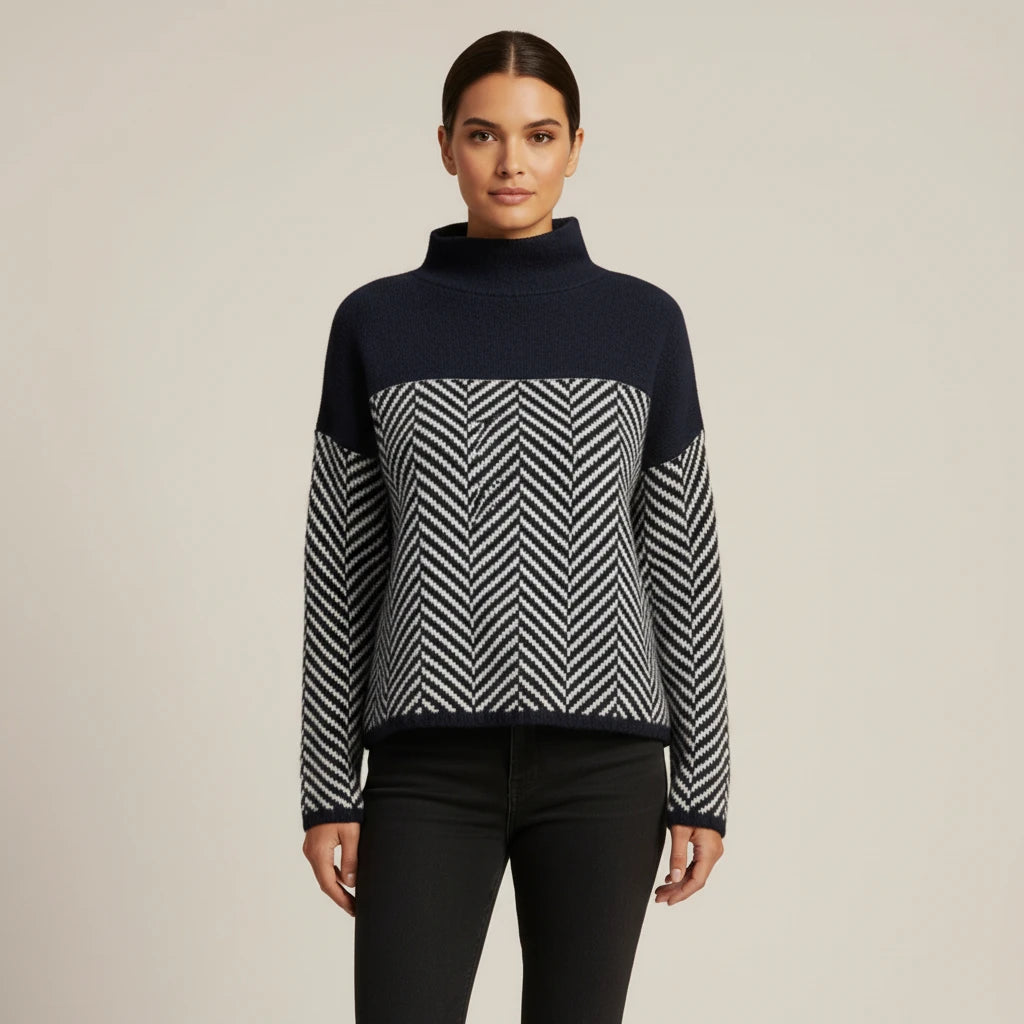 Women's Turtleneck Color Block Sweater